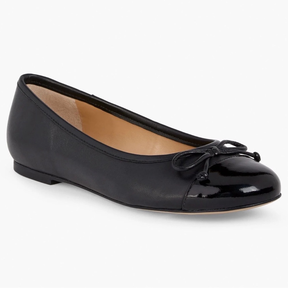 Talbots Blair Cap Toe Nappa Ballet Flats in Black Size 8